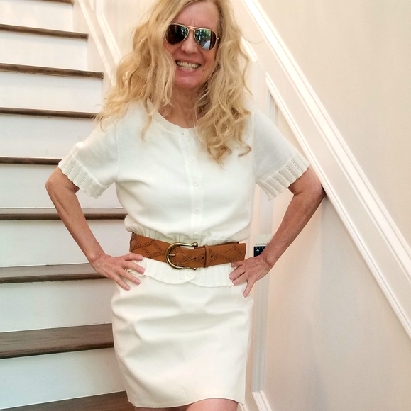 Jennifer Dule Clean, White Denim Mini Skirt & Liz Claiborne Top Small, $55 - Picture 5 of 14